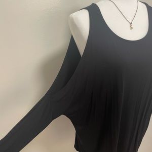 ANGL Open Shoulder Black Top